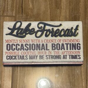Lake Forecast Boating Wooden Decorative Sign Plaque
